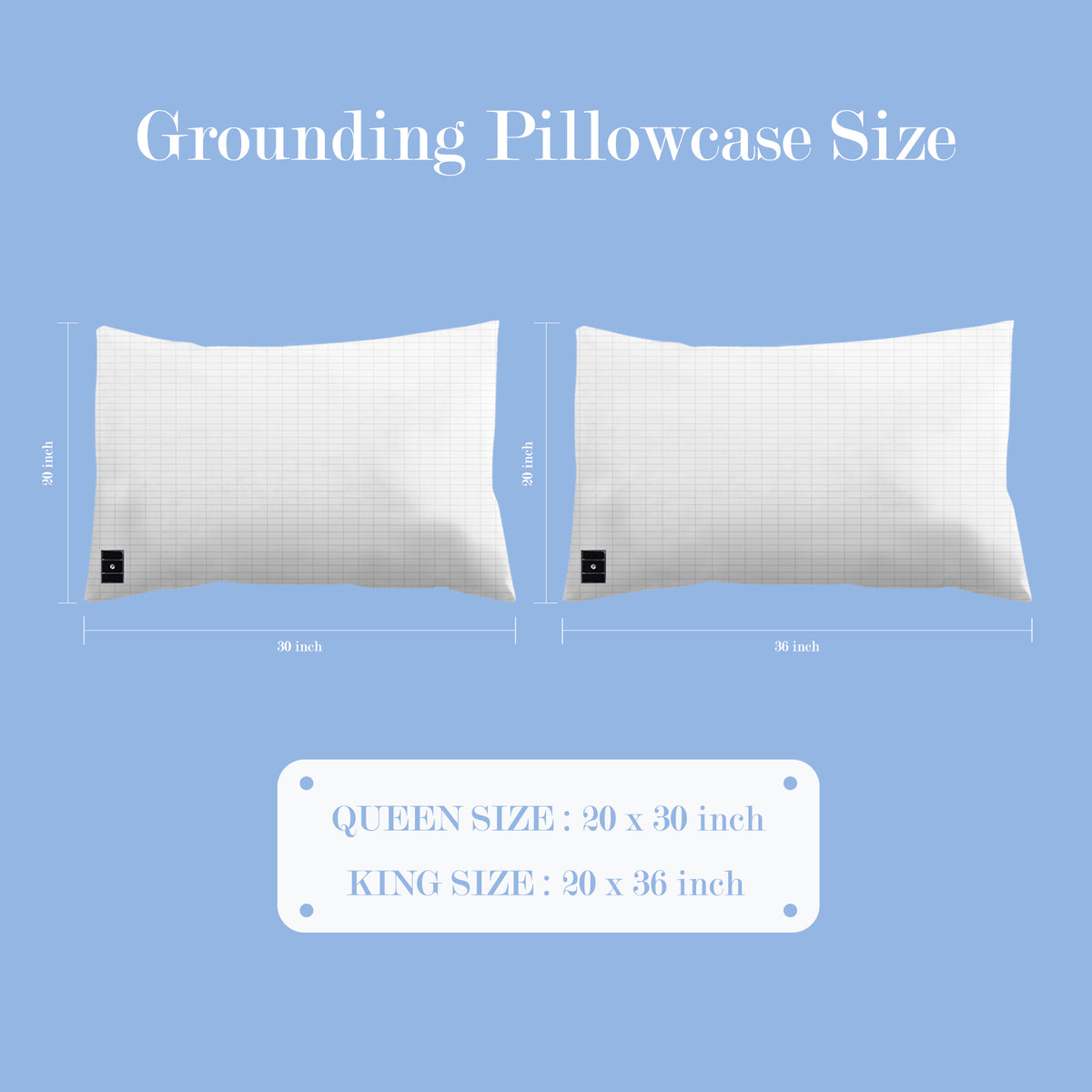 YONWOLD grounding pillowcase size guide: queen 20x30 inch and king 20x36 inch