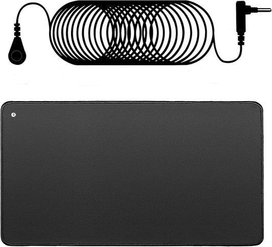 YONWOLD black grounding mat with coiled cord and grounding plug